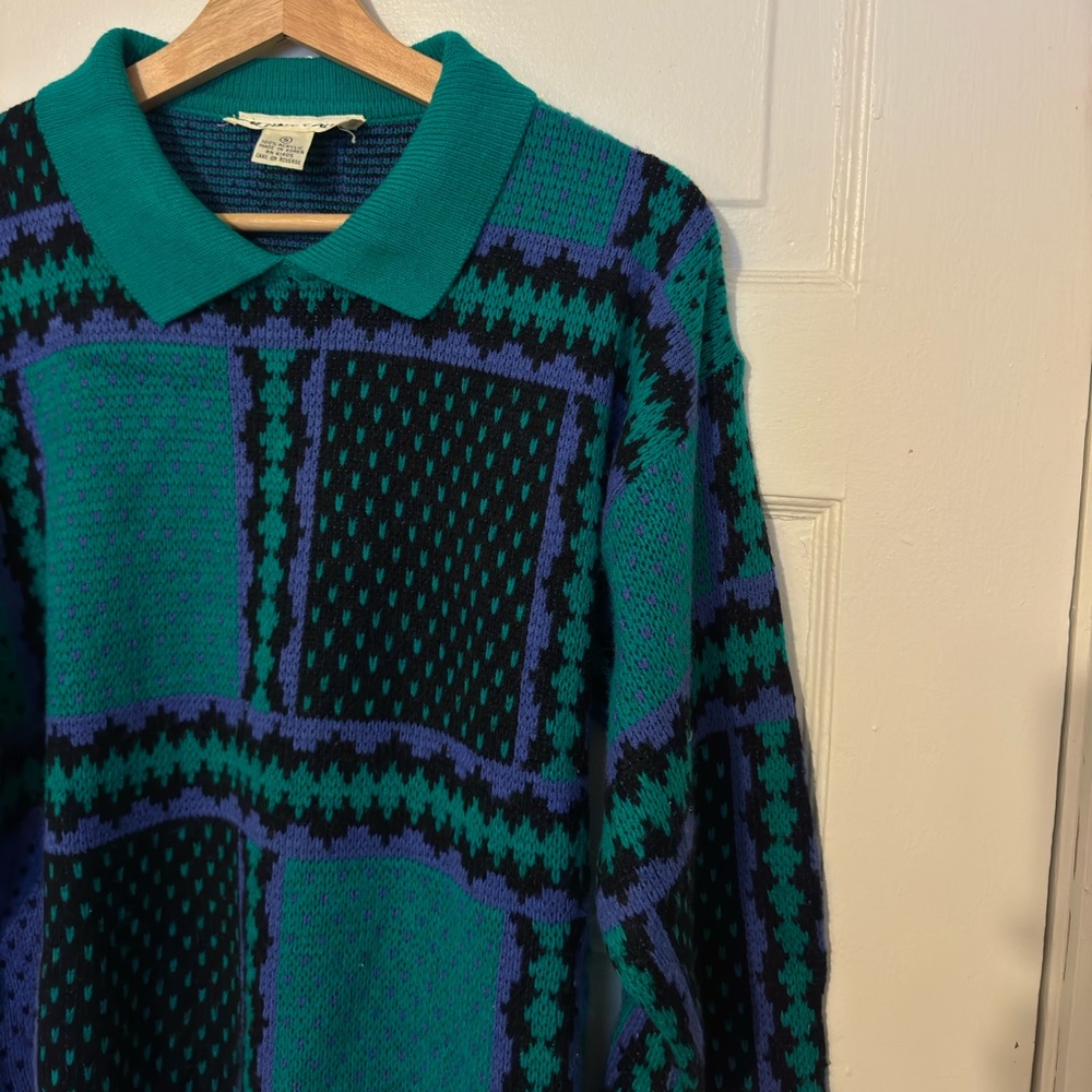 Michael Carrie Teal and Blue’s Patterned Sweater